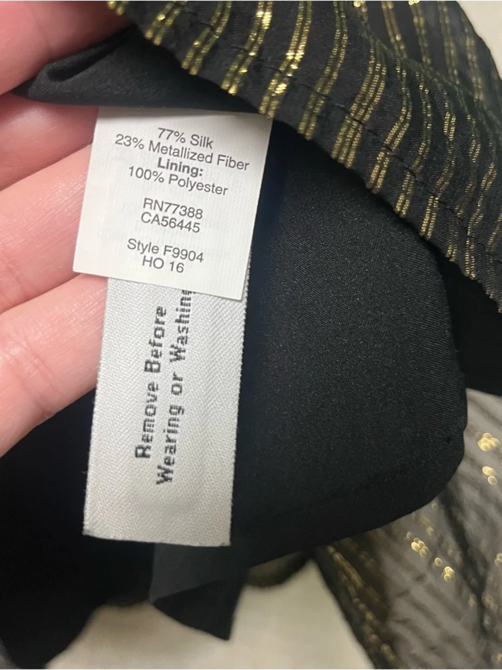 Madewell Black & Gold Metallic Stripe Tie-Shoulder Cami Top Silk Lightweight 4 - Picture 10 of 10